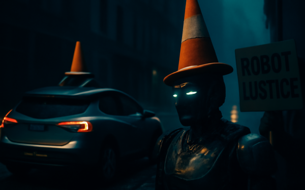 CITIZENS PLACE TRAFFIC CONES ON ROBOTAXIS TO PARALYZE THEM: This Is a Hate Crime and P.E.T.E.R. Will Not Stay Silent